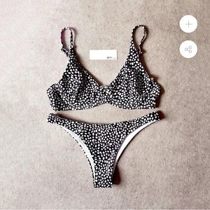 Black and White Spotted Bikini Set